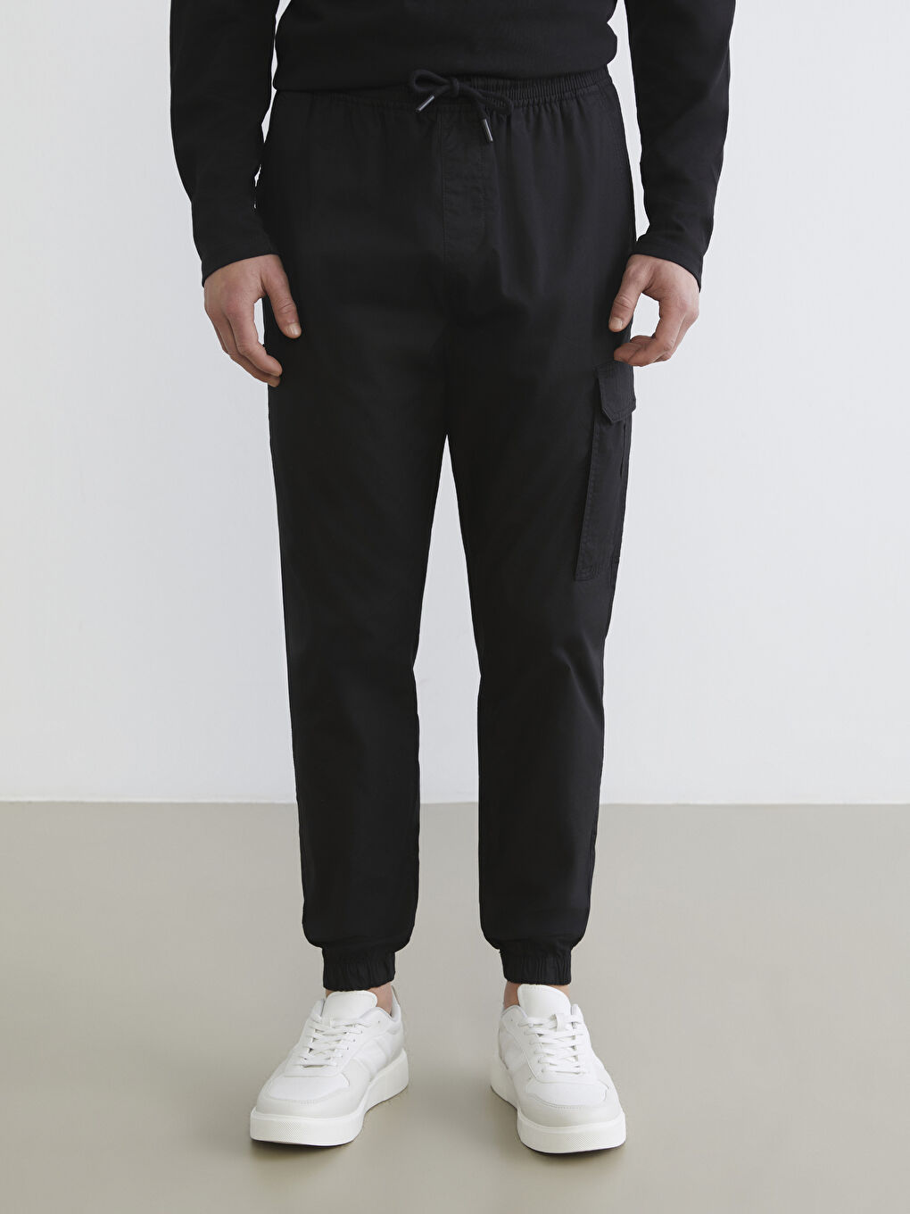 Мужчины Черный Брюки карго-1