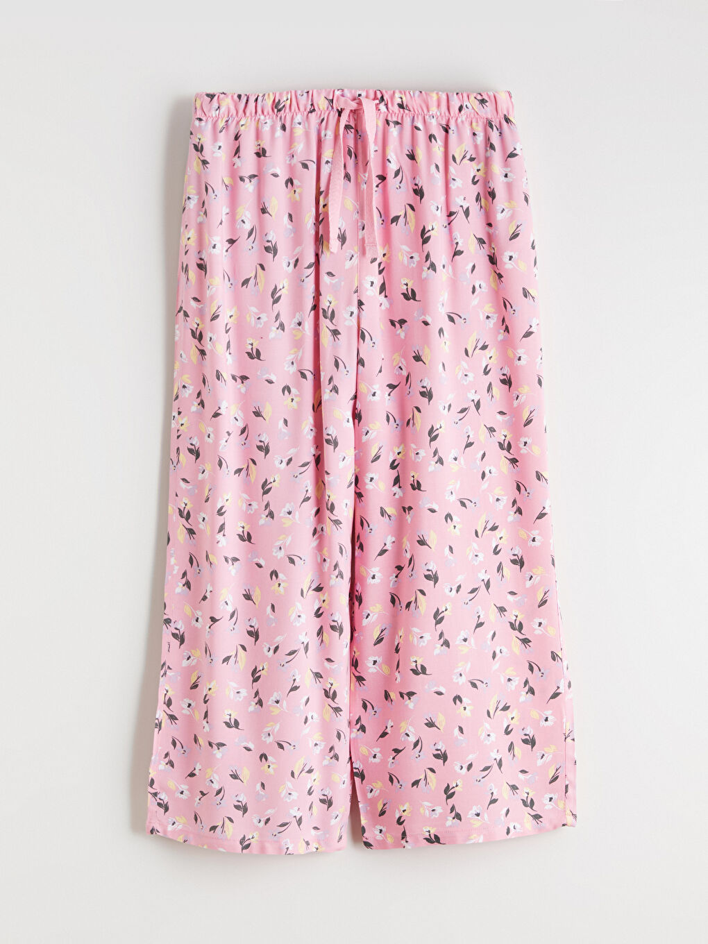 Beli Lastikli Çiçekli Kadın Kapri Pijama Altı-4