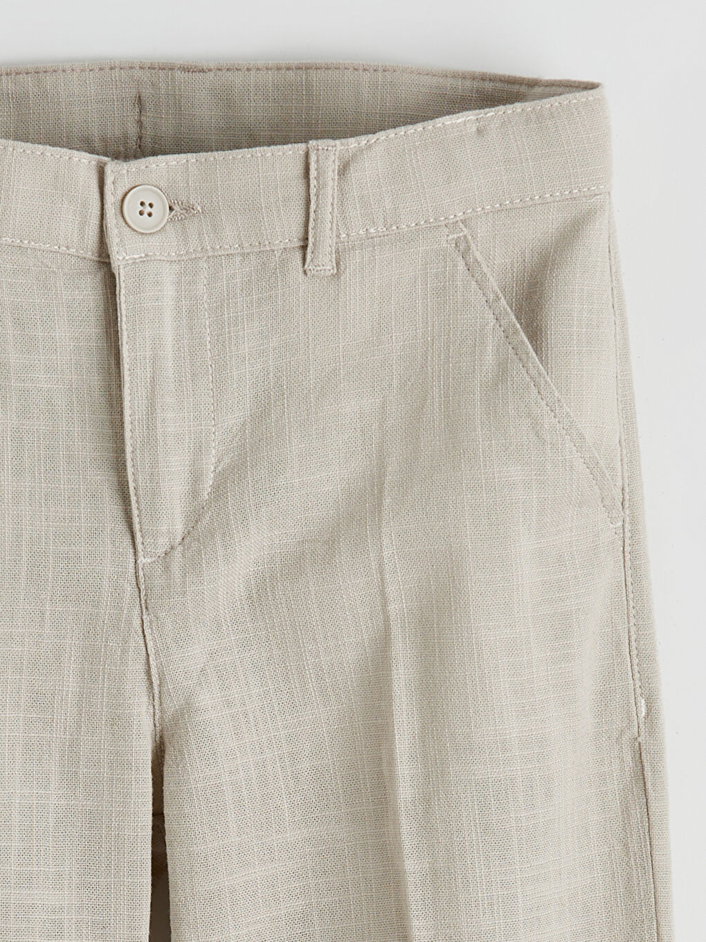 Bej Keten Görünümlü Erkek Çocuk Takım Elbise-2