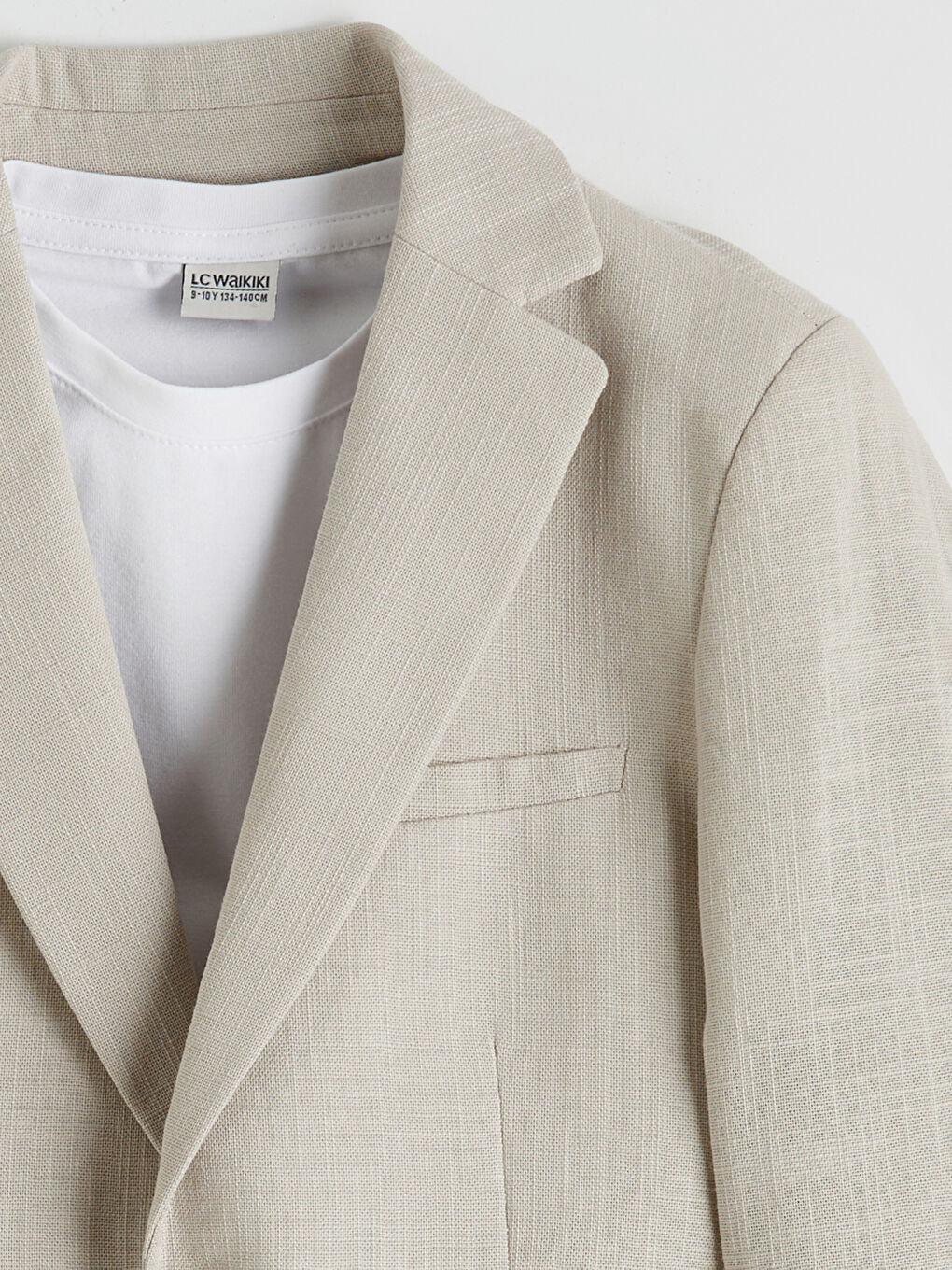 Bej Keten Görünümlü Erkek Çocuk Takım Elbise-6