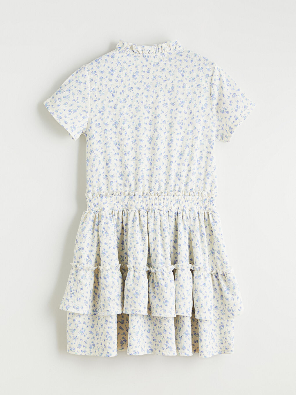 Ekru Dik Yaka Çiçekli Kız Çocuk Elbise-2