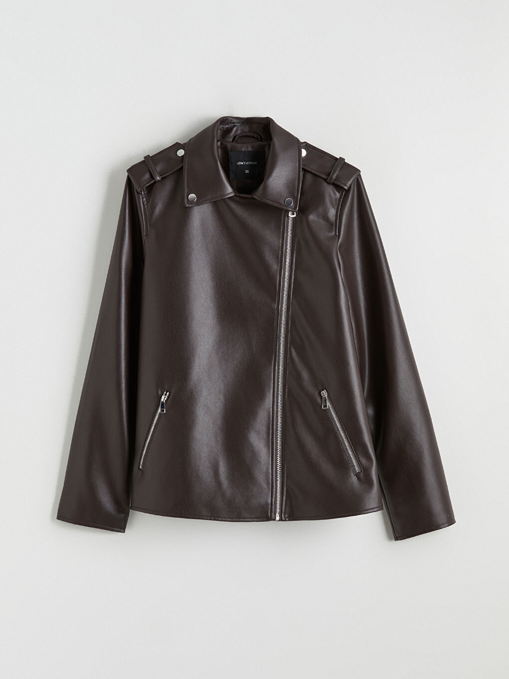 Woman BROWN Faux Leather Jacket-5