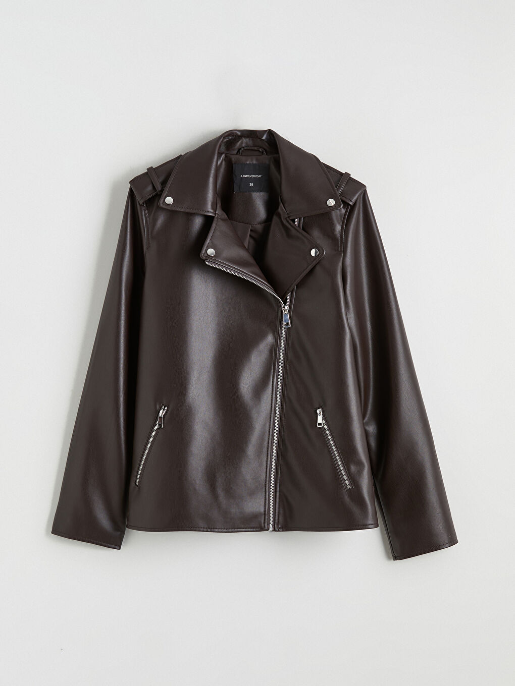 Woman BROWN Faux Leather Jacket-6