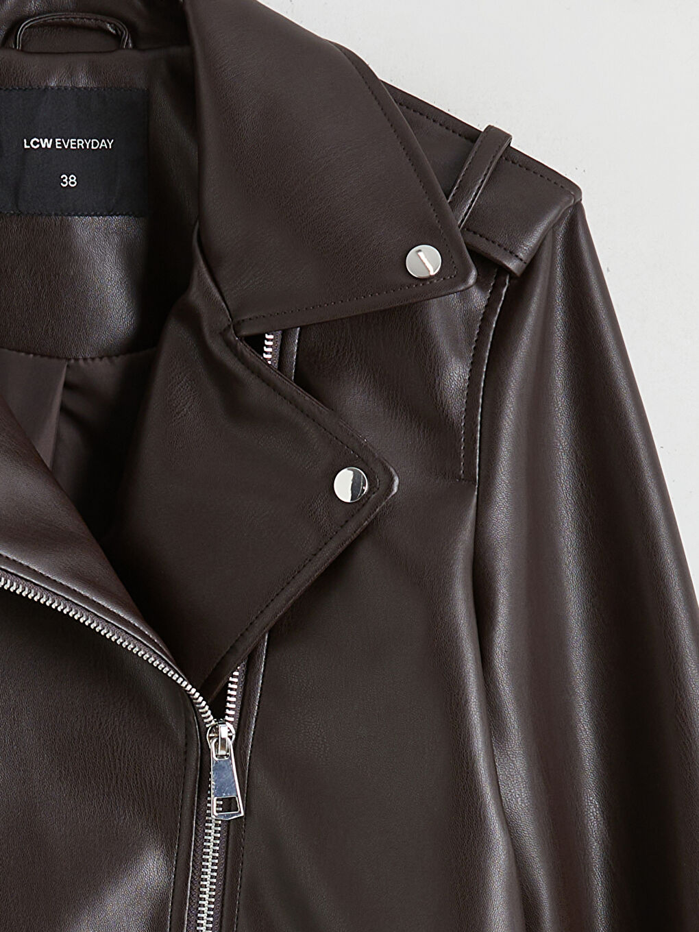 Woman BROWN Faux Leather Jacket-7