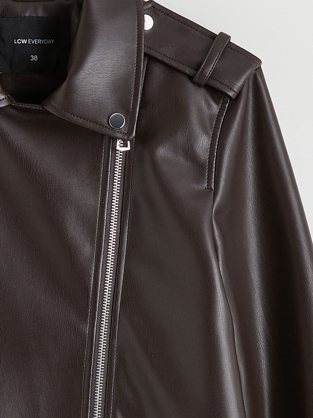 Woman BROWN Faux Leather Jacket-8