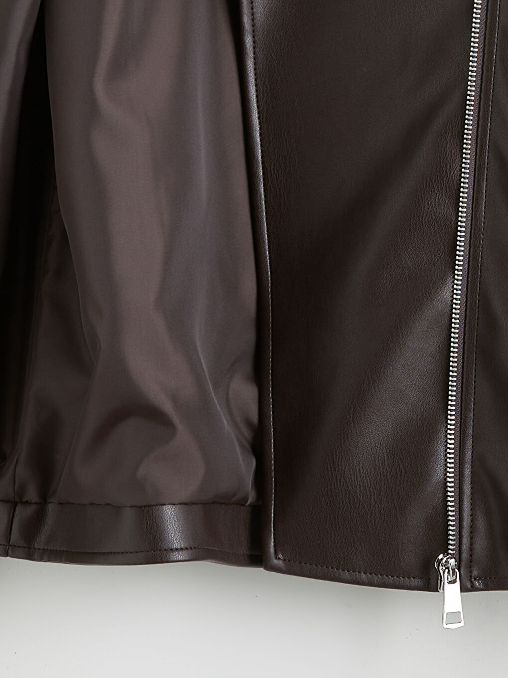 Woman BROWN Faux Leather Jacket-9