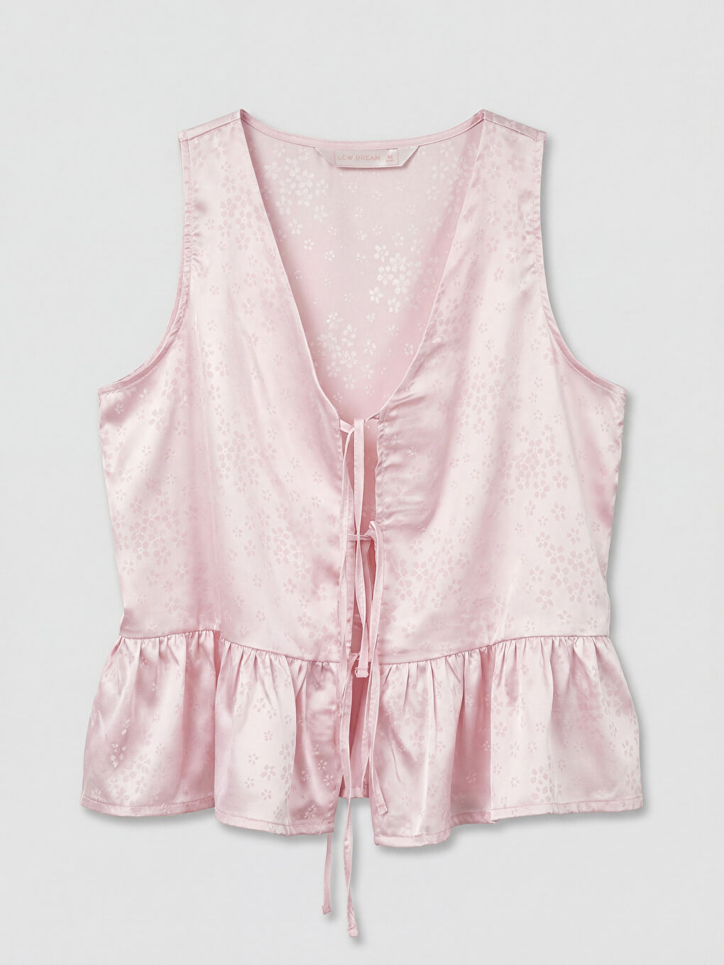 Pembe Desenli Kadın Saten Pijama Takımı-5