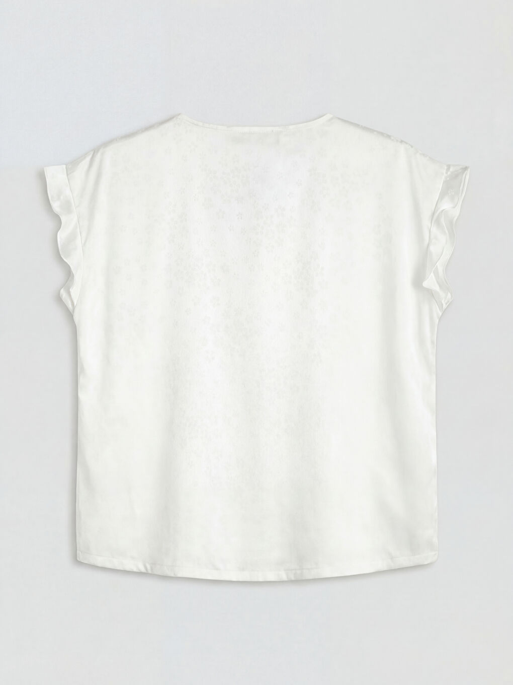 Beyaz Desenli Kadın Saten Pijama Takım-6