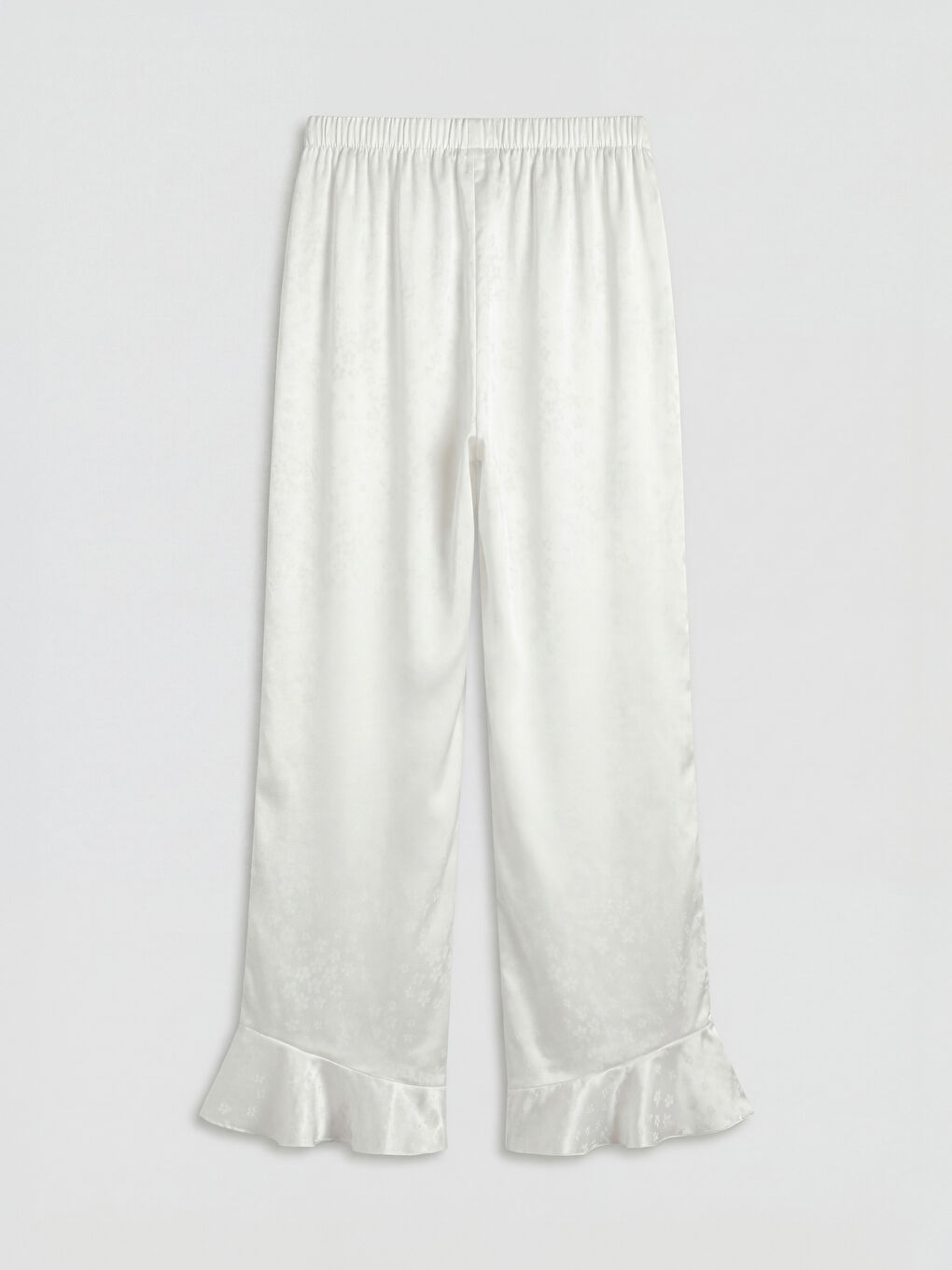 Beyaz Desenli Kadın Saten Pijama Takım-9