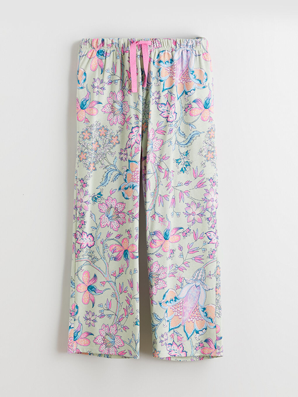 Yeşil V Yaka Çiçekli Kadın Kaprili Pijama Takımı-6