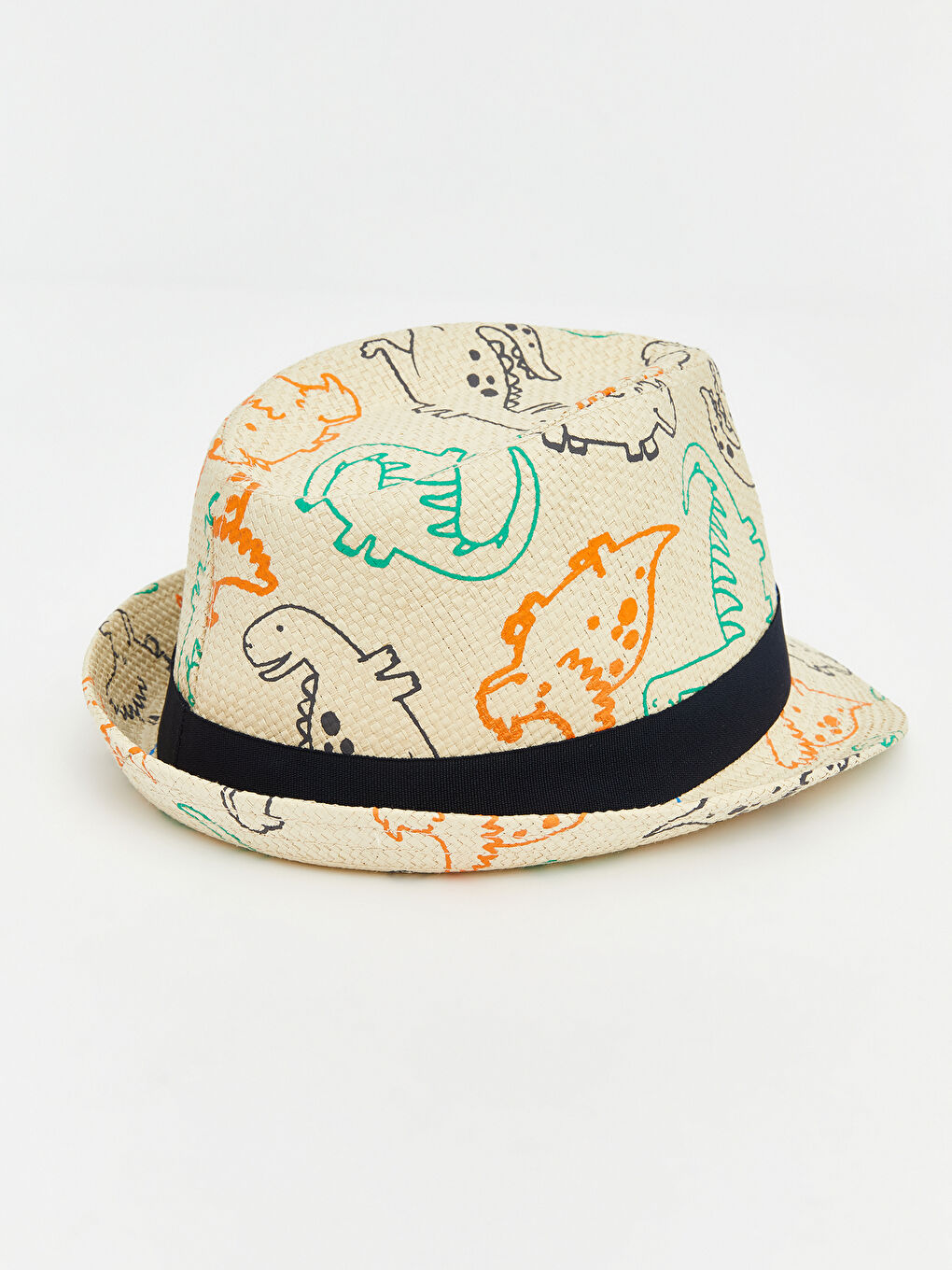 Bej Baskılı Erkek Bebek Fötr Şapka-2