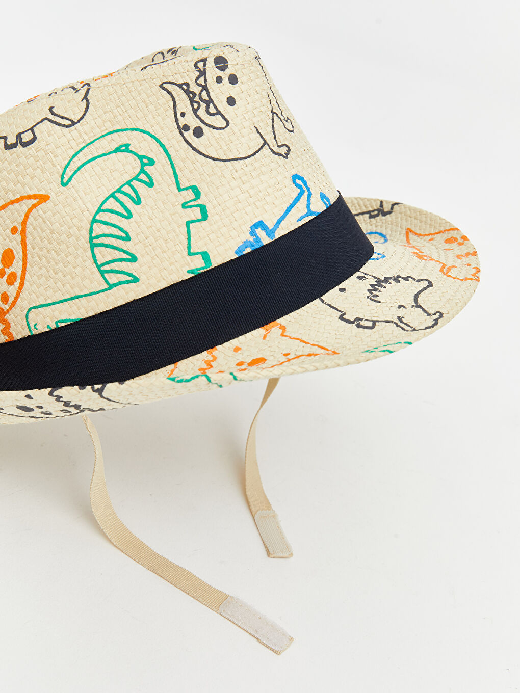 Bej Baskılı Erkek Bebek Fötr Şapka-3