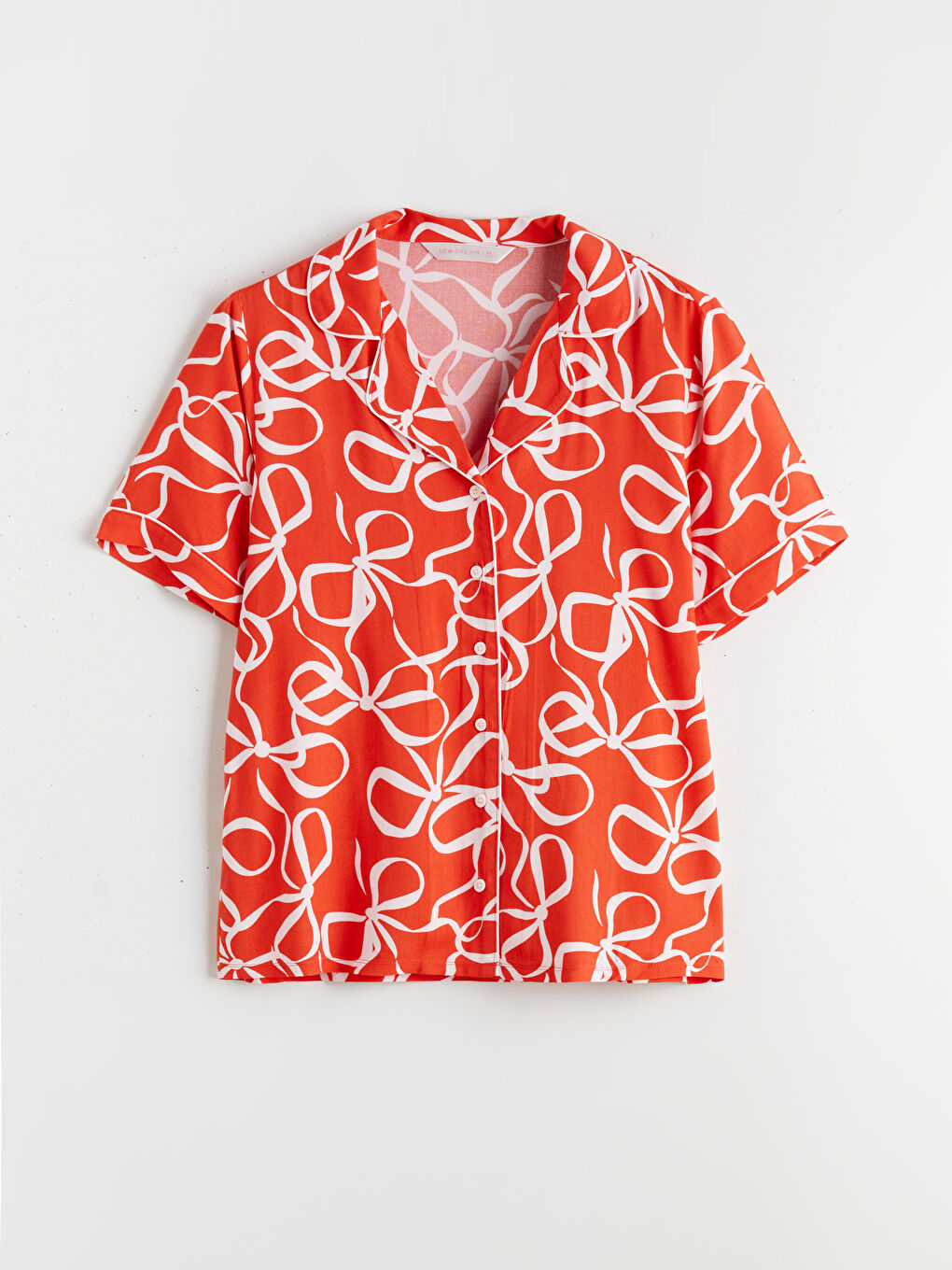 Shirt Collar Bow Detailed Women's Shorts Pajama Set-5