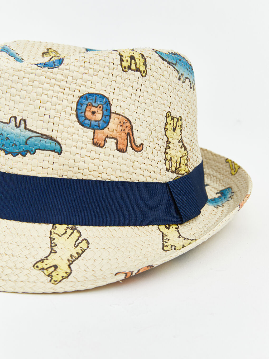 Bej Hayvan Baskılı Erkek Bebek Fötr Şapka-2