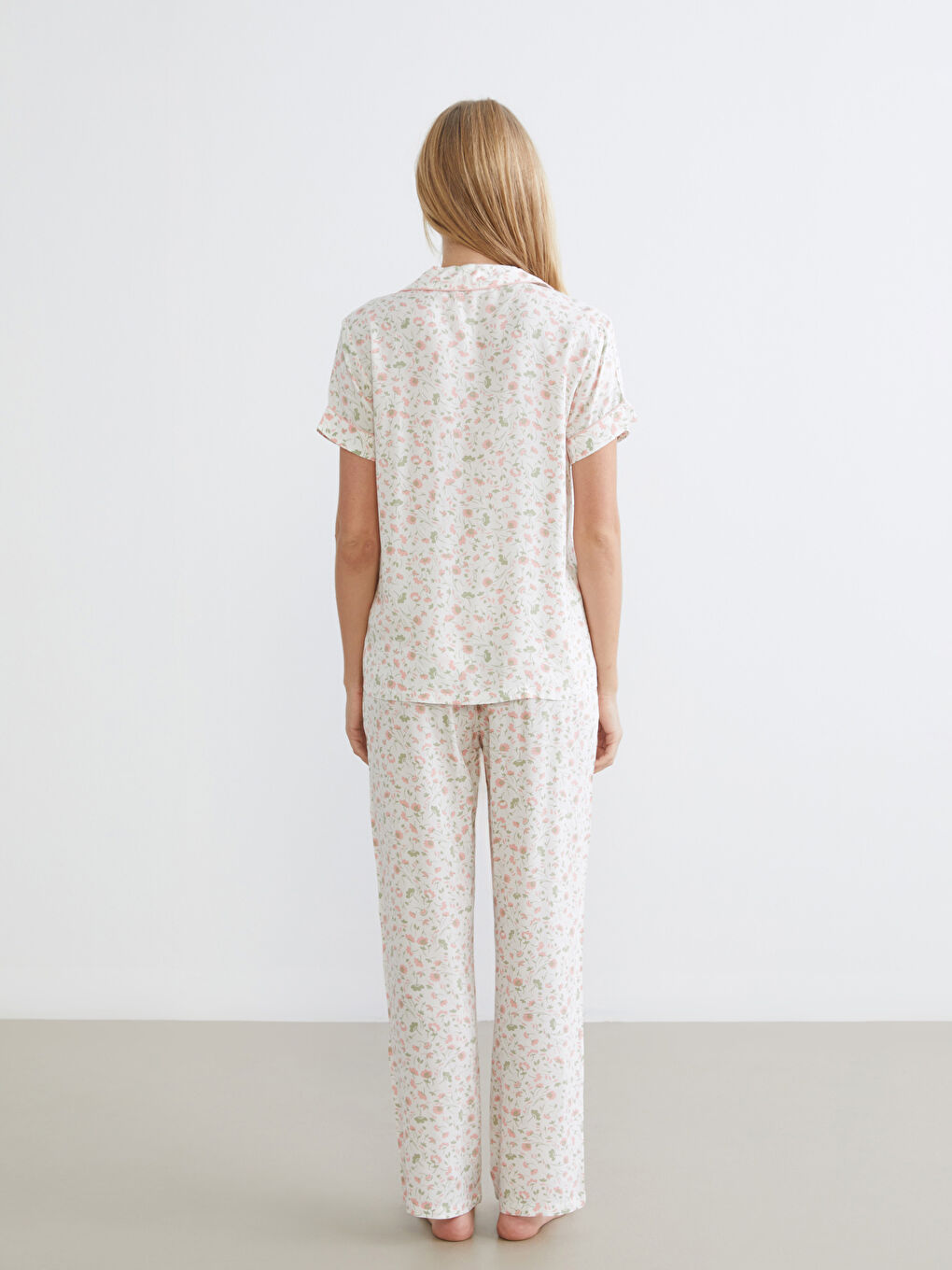 Floral Collared Pajama Set-3