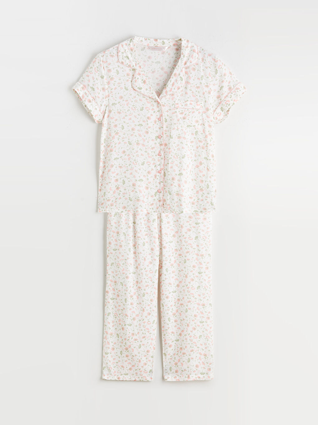 Floral Collared Pajama Set-4
