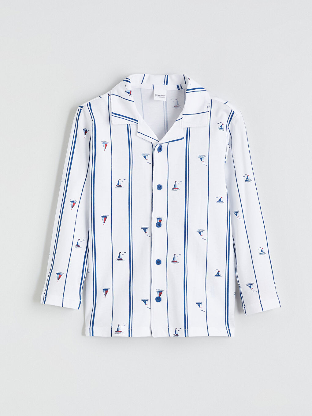 Beyaz Gömlek Yaka Erkek Çocuk Pijama Takımı-1