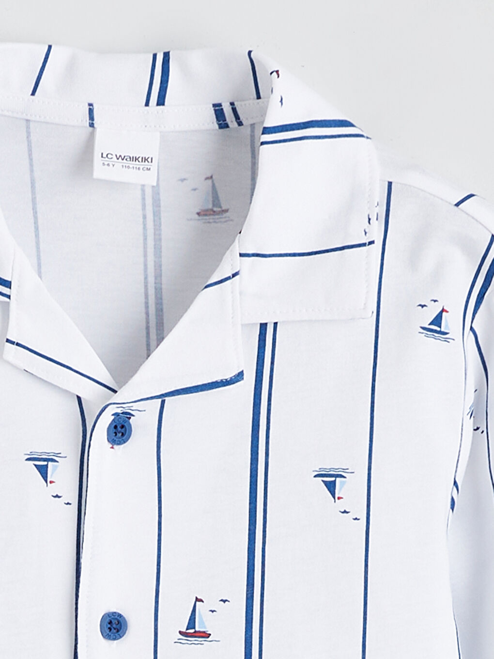 Beyaz Gömlek Yaka Erkek Çocuk Pijama Takımı-2