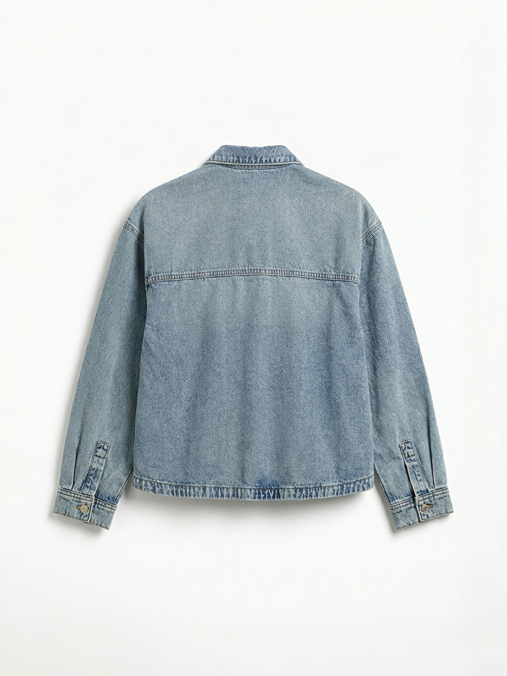 Pocketed Oversize Women's Denim Shirt-5