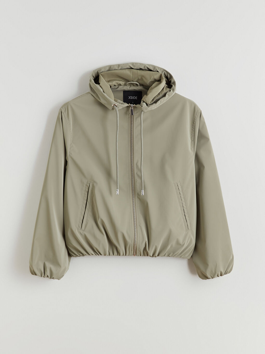 Haki Kapüşonlu Oversize Kadın Yağmurluk	-5