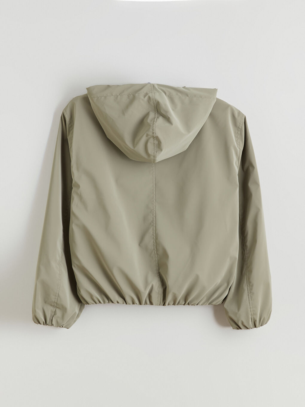 Haki Kapüşonlu Oversize Kadın Yağmurluk	-7