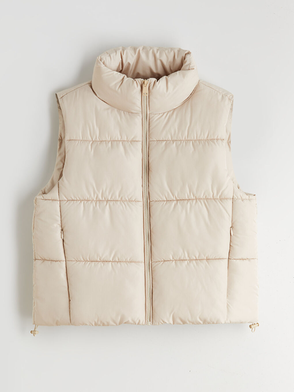 Bej Dik Yaka Kadın Şişme Yelek-5