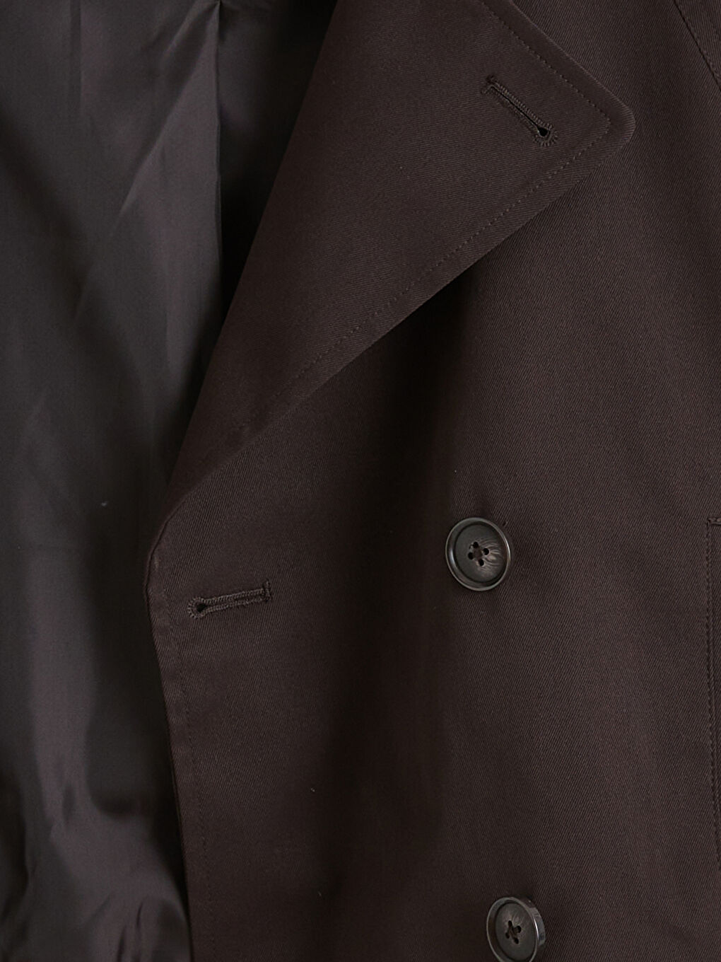 Kahverengi Kruvaze Yaka Crop Kadın Trençkot-6