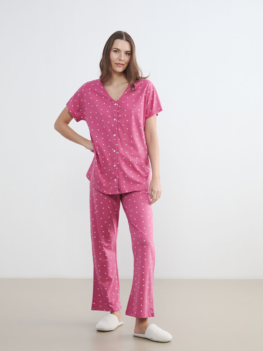 V-Neck Patterned Maternity Pyjama Set