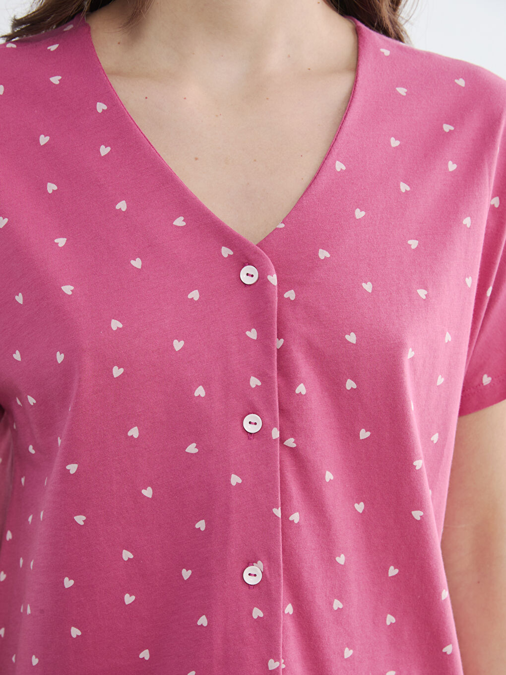 V-Neck Patterned Maternity Pyjama Set-2