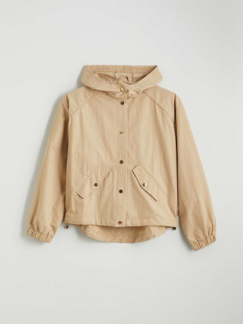 Bej Kapüşonlu Oversize Kadın Ceket-5