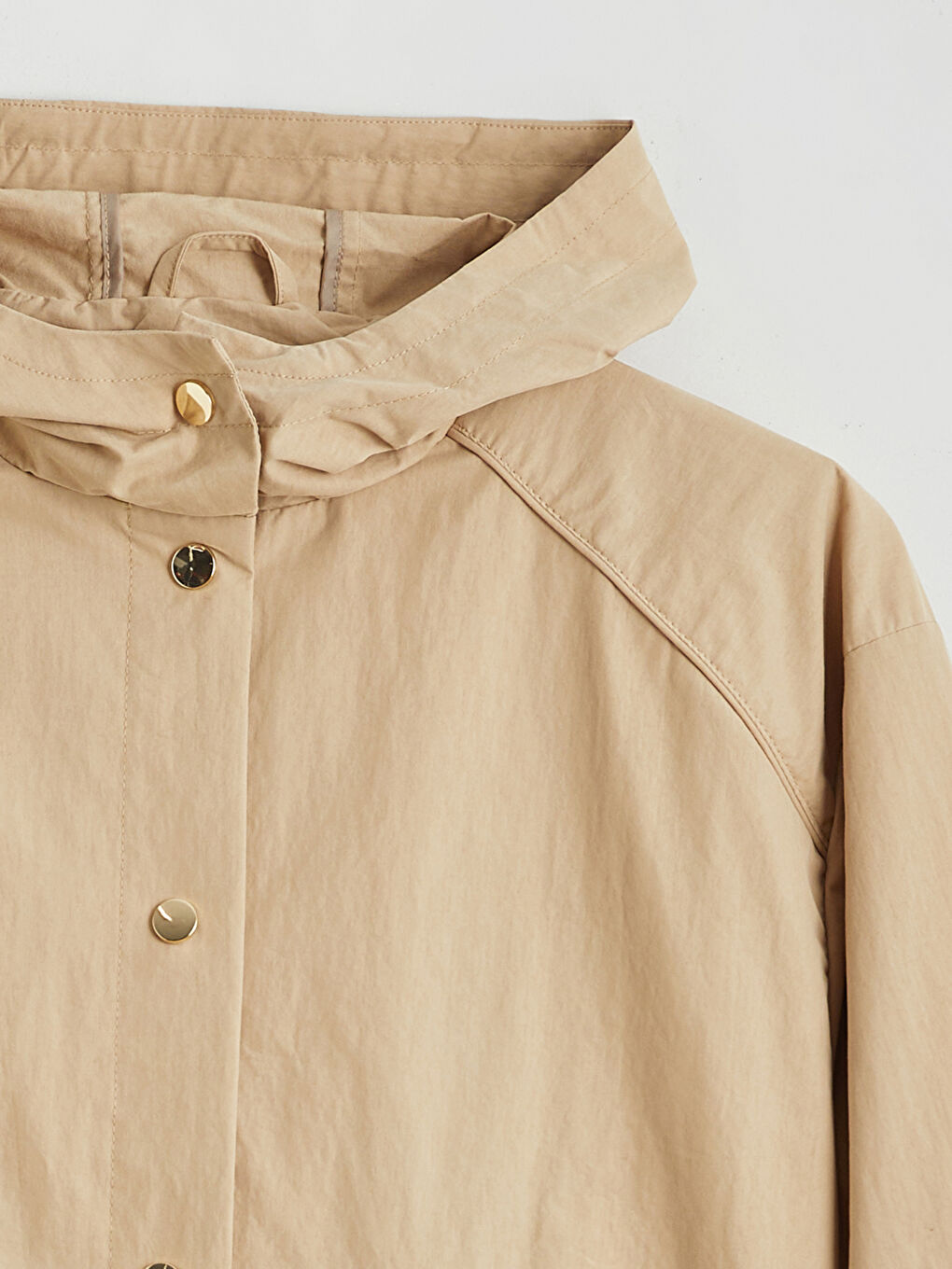 Bej Kapüşonlu Oversize Kadın Ceket-7