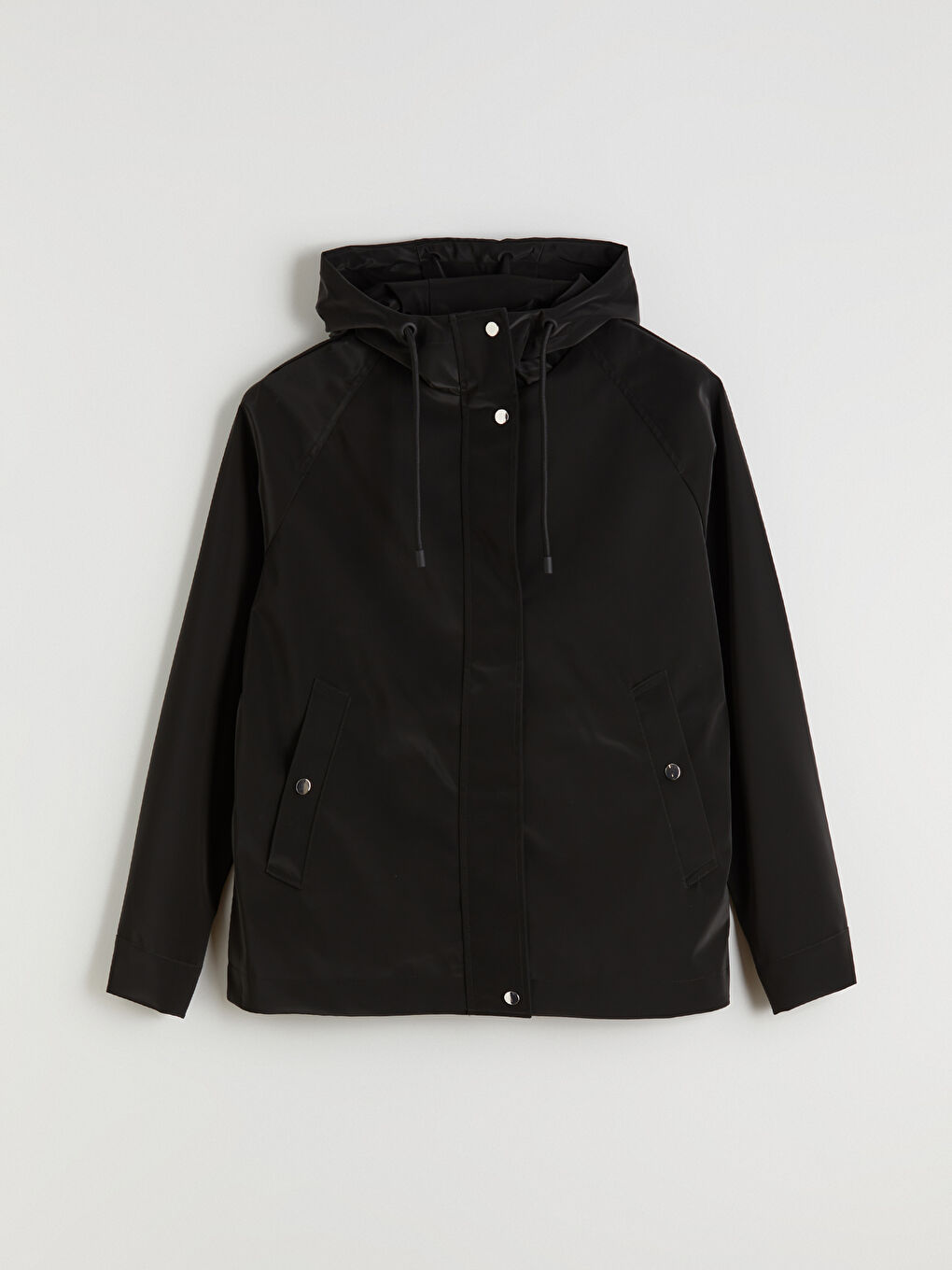 Predimenzionirani kišni mantil sa kapuljačom od veštačke kože-4