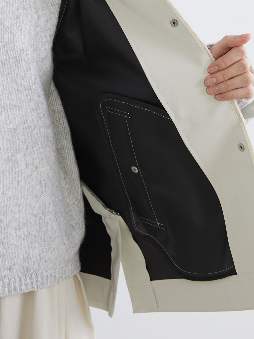 Oversized Faux Leather Hooded Raincoat-3