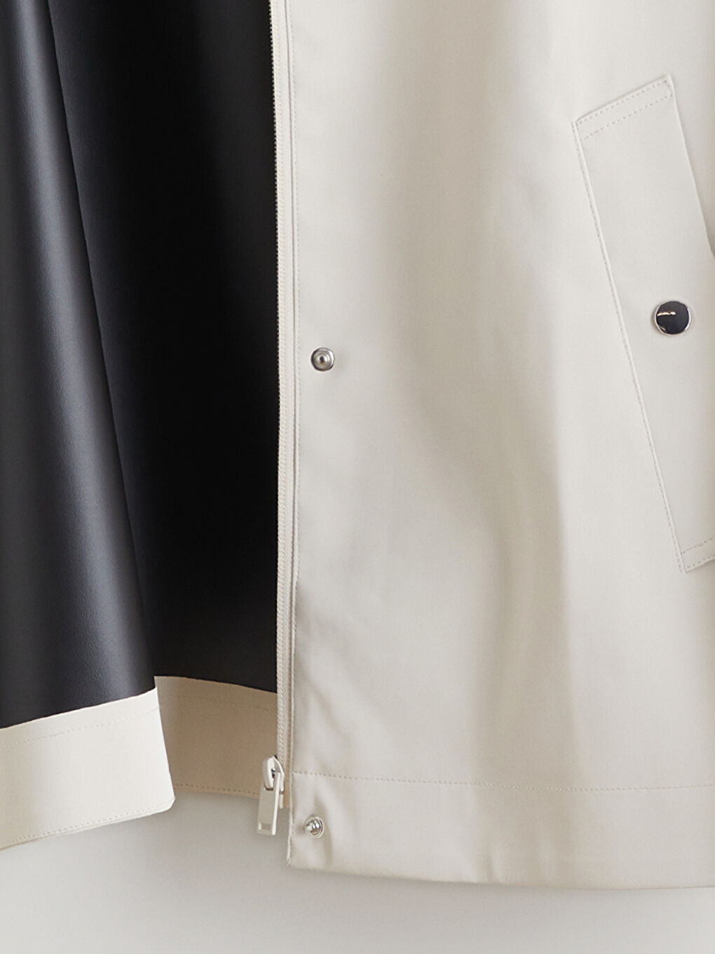 Oversized Faux Leather Hooded Raincoat-7