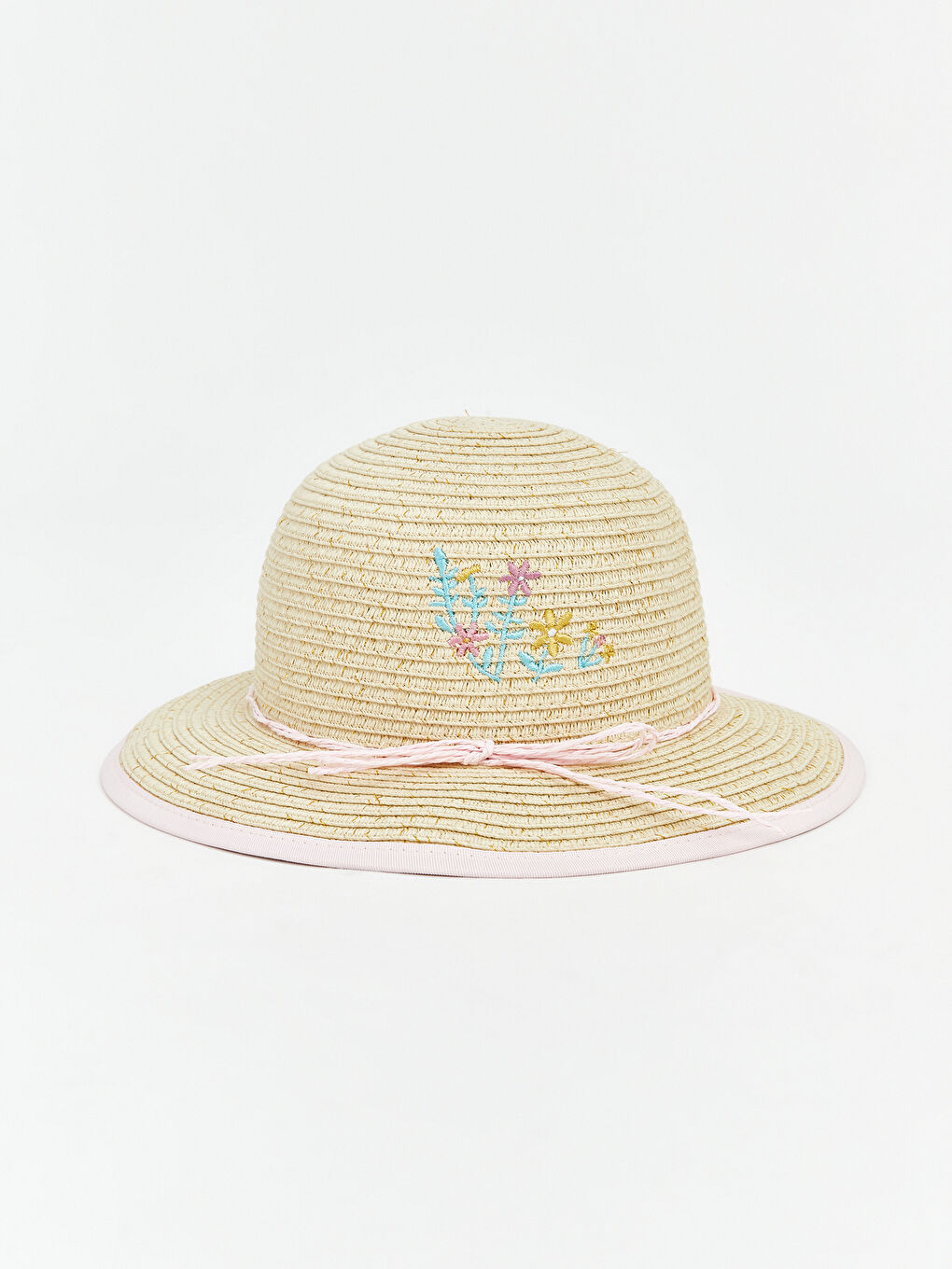 Bej Kız Bebek Hasır Şapka