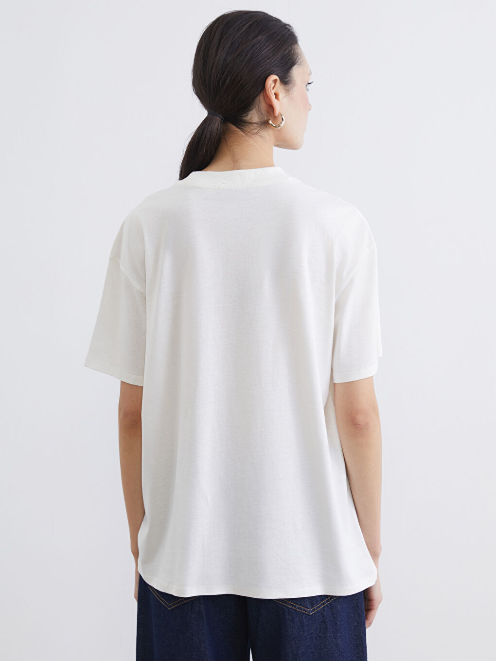 Embroidered High-Neck Women's Tee-3