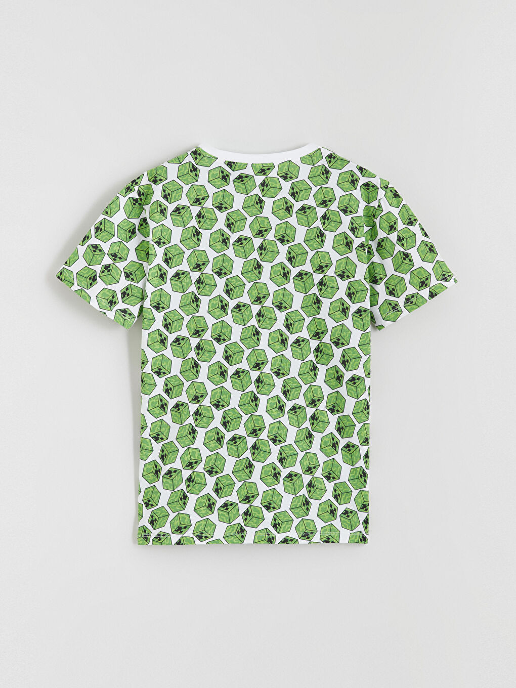 Beyaz Minecraft Baskılı Erkek Çocuk Pijama Üst-1