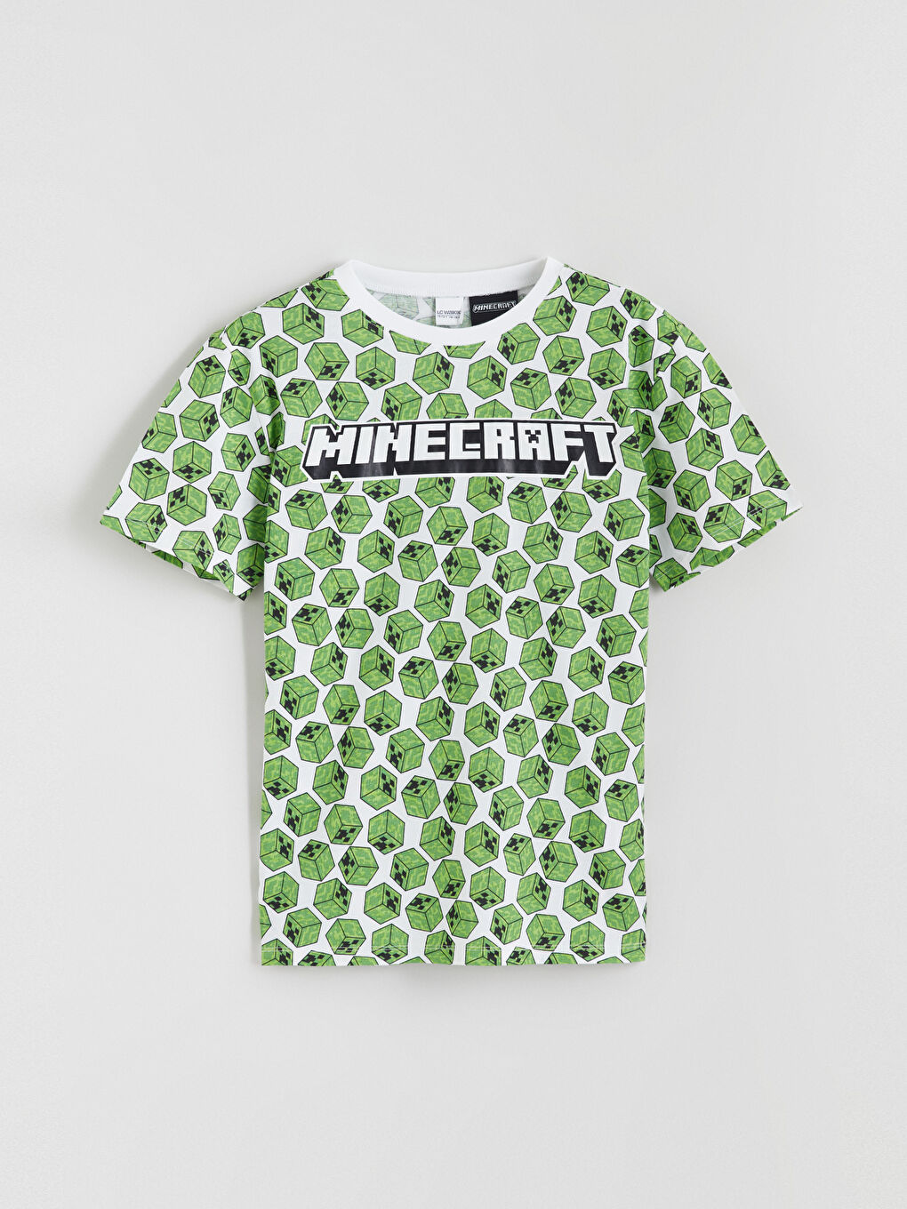 Beyaz Minecraft Baskılı Erkek Çocuk Şortlu Pijama Takımı-1