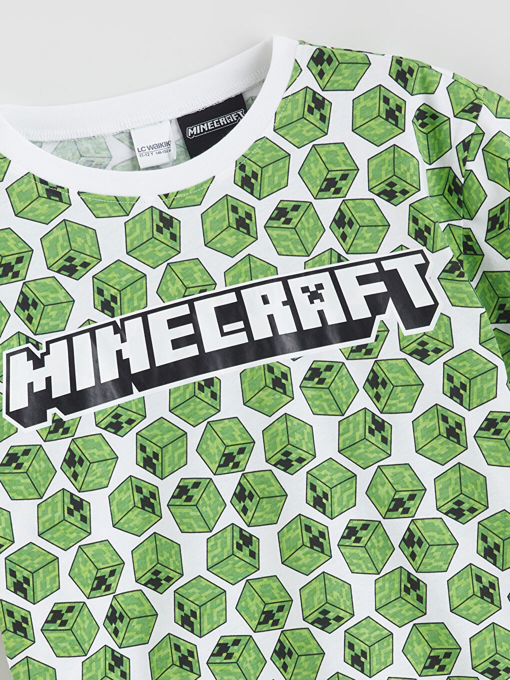 Beyaz Minecraft Baskılı Erkek Çocuk Şortlu Pijama Takımı-2
