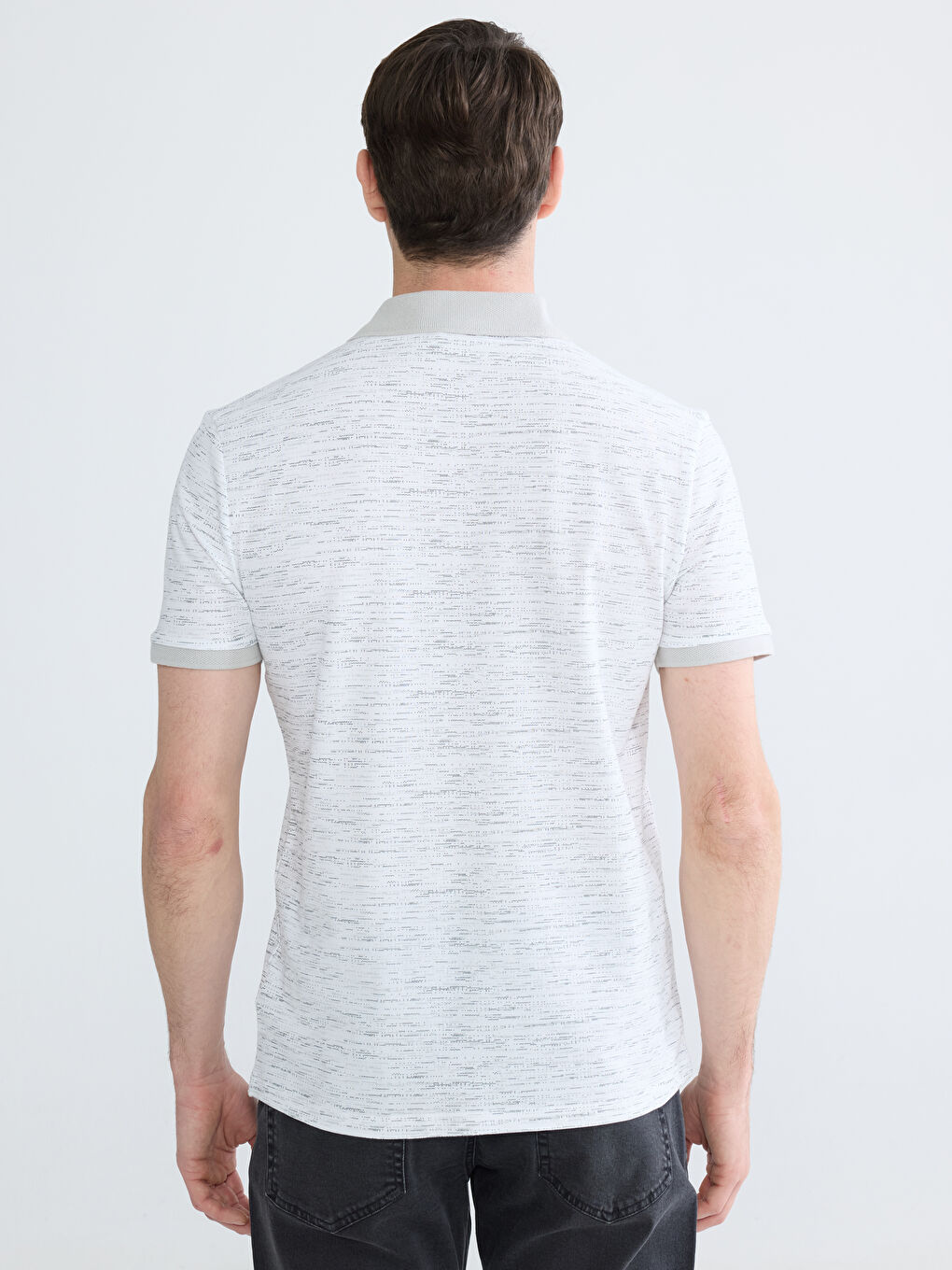 Tricou pentru bărbați din piqué cu guler polo și model.-3