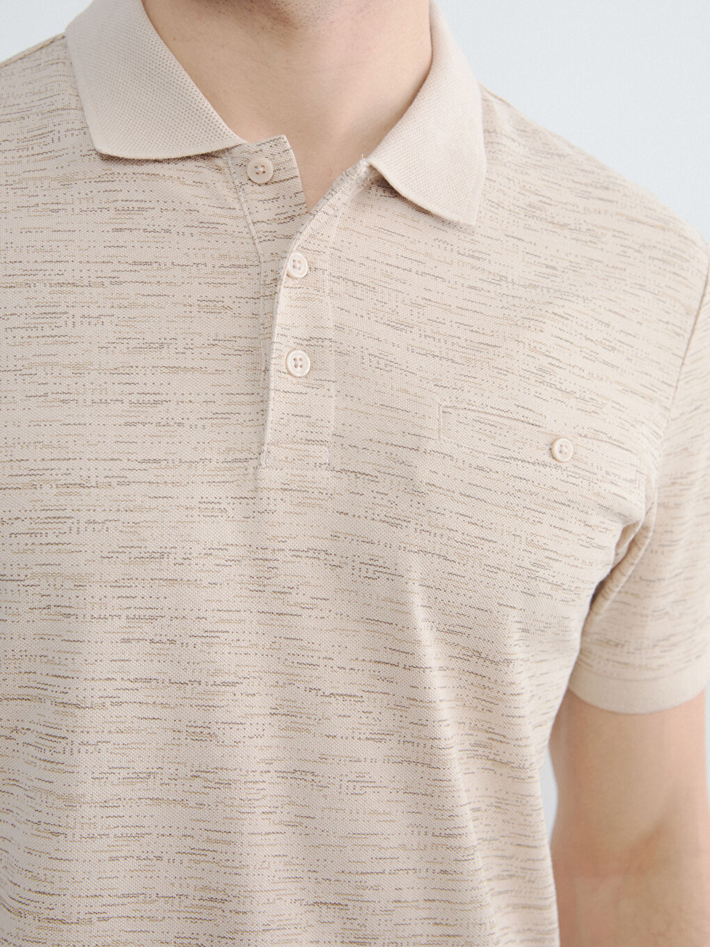 Tricou bărbătesc cu guler polo și model piqué-2