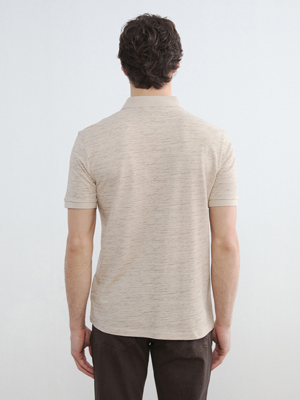 Tricou bărbătesc cu guler polo și model piqué-3