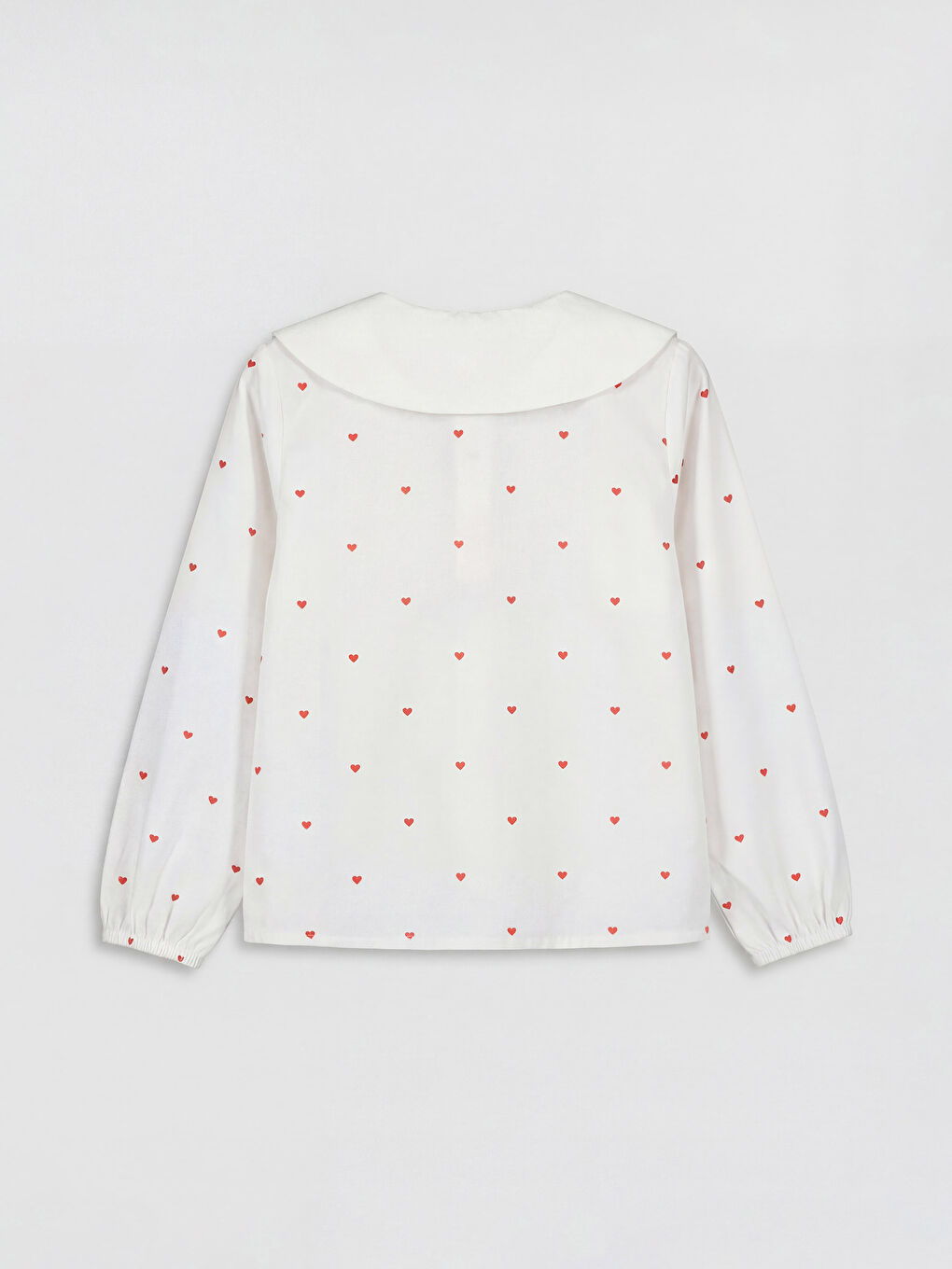 Ekru Bebe Yaka  Baskılı Poplin Kız Çocuk Gömlek-1