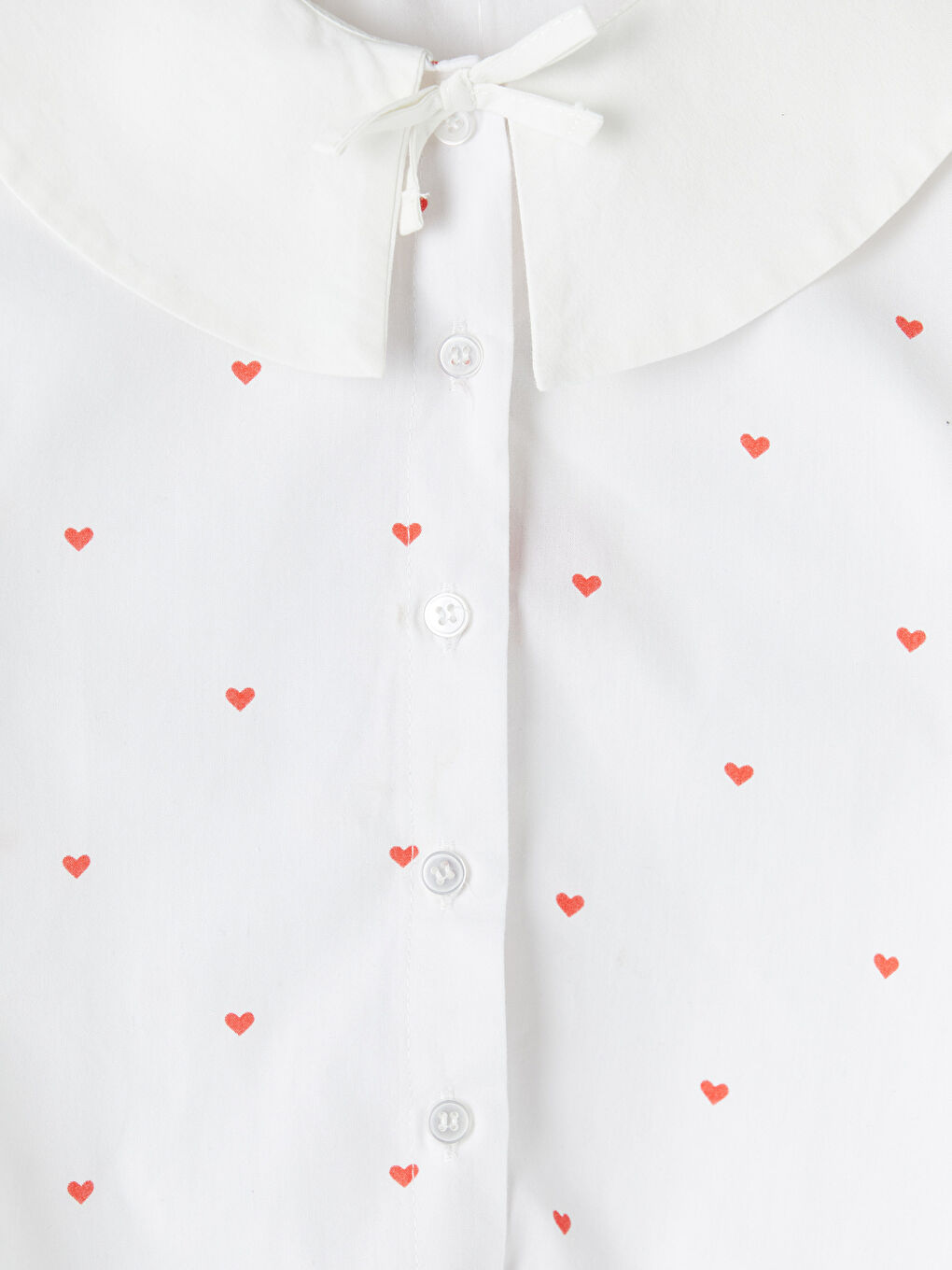 Ekru Bebe Yaka  Baskılı Poplin Kız Çocuk Gömlek-2