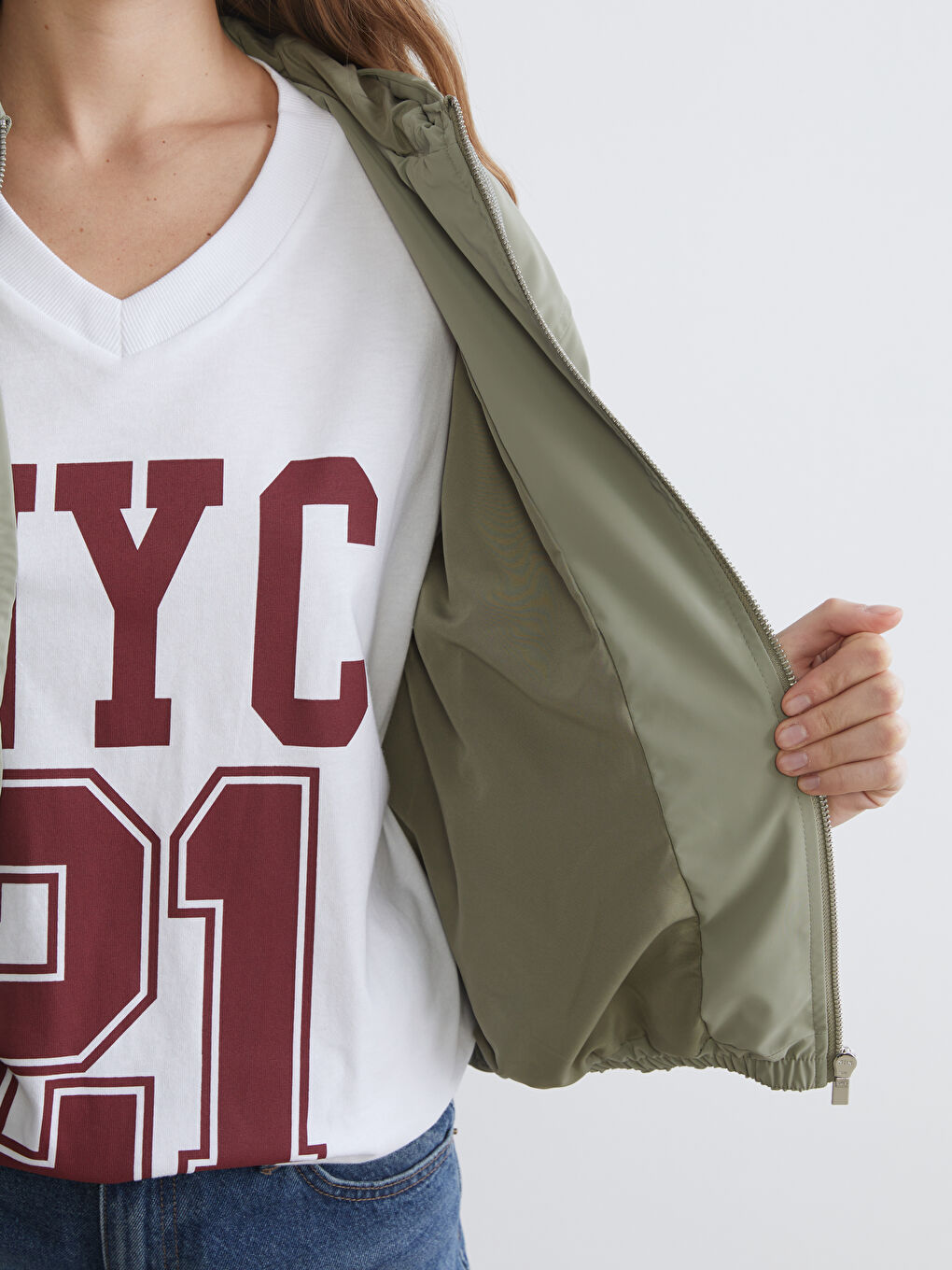 معطف واق من المطر كاكي امرأة-3