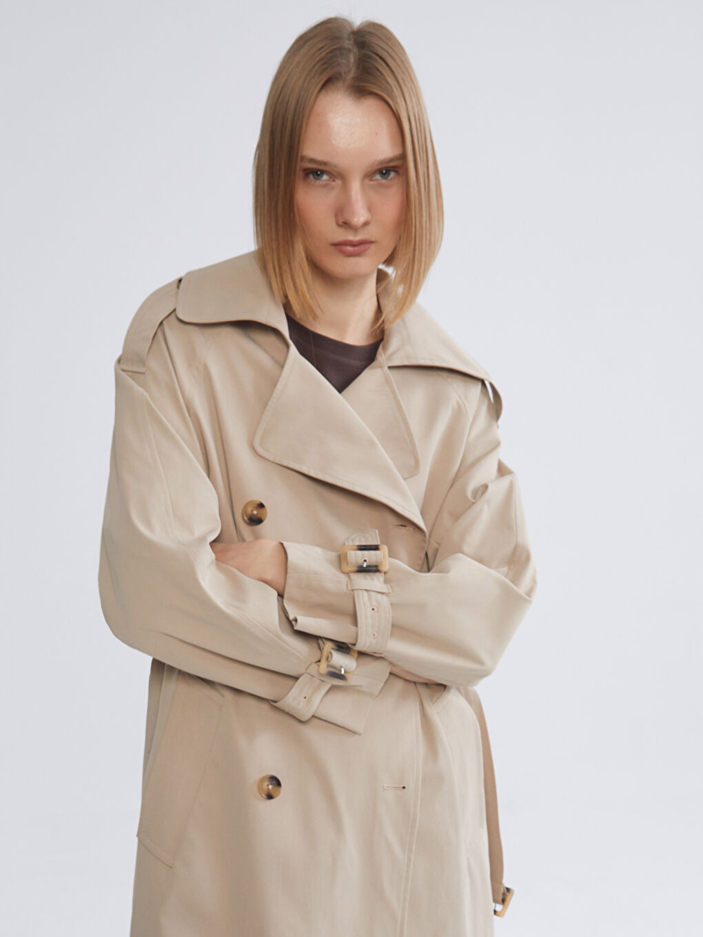 Women's Double-Breasted Trench Coat-1
