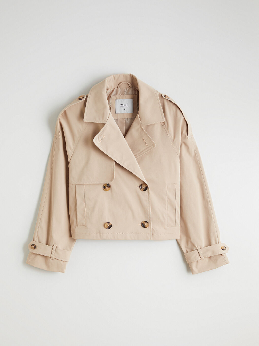 Double-Breasted Cropped Trench Coat-5