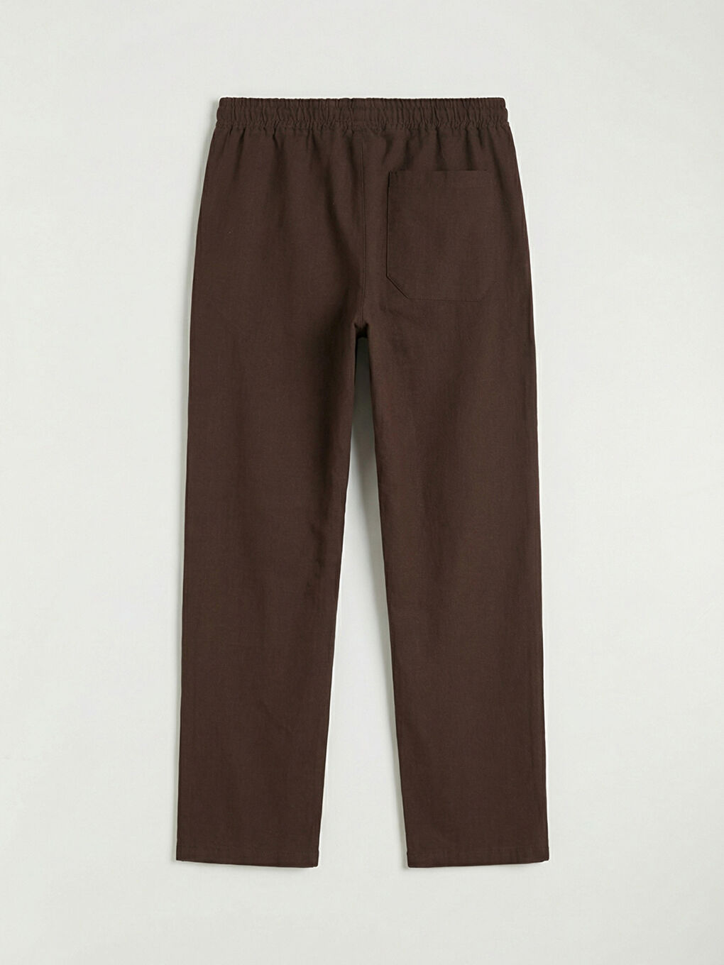 Kahverengi Rahat Kalıp Keten Görünümlü Erkek Pantolon-6