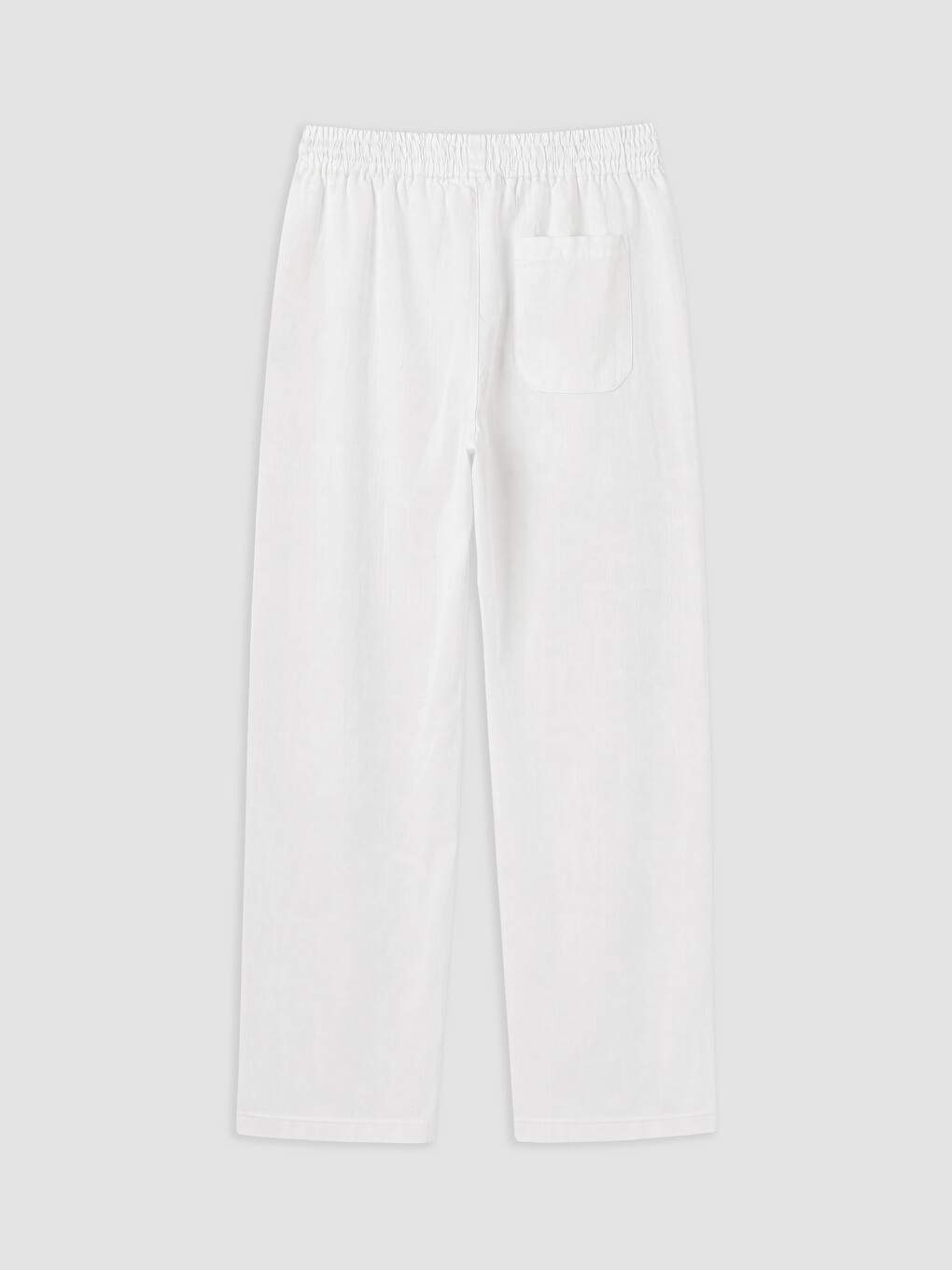 Beyaz Relax Fit Keten Görünümlü Erkek Pantolon-1