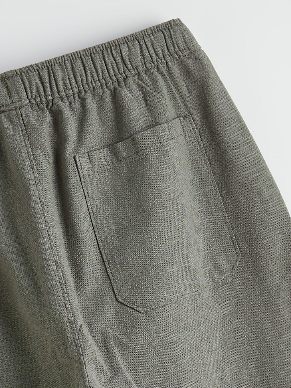 Haki Rahat Kalıp Keten Görünümlü Erkek Pantolon-6